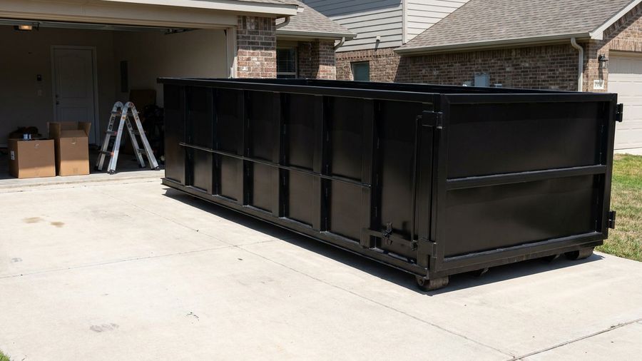 10-yard roll-off dumpster on a residential driveway